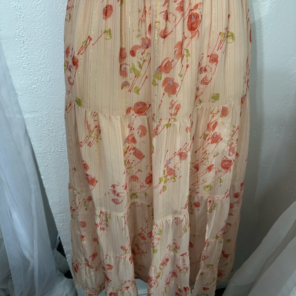PAIGE KALANI FLORAL maxi Orange AFTERGLOW DRESS size XS - Picture 5 of 8